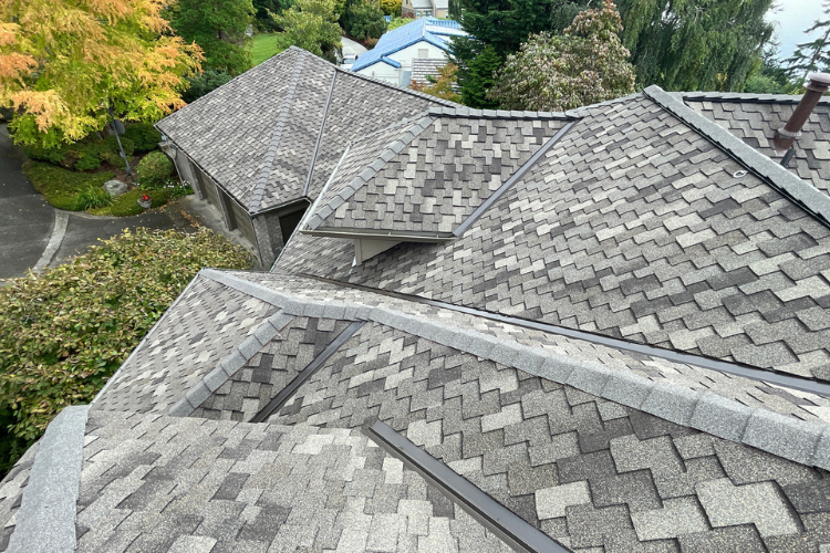 Roof with GAF Grand Canyon shingles in Mission Brown color.