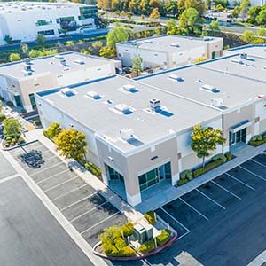 Aerial view of commercial building